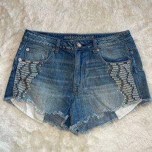 American Eagle Hi-Rise Festival Jean Shorts with Tribal Pattern